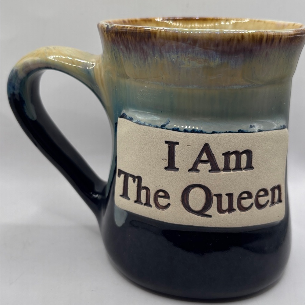 I Am The Queen Mug - Pottery Drip Multicolor Glaze